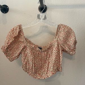 Brandy Melville Floral Crop Top. Size: OS. Color: Yellow/Red.